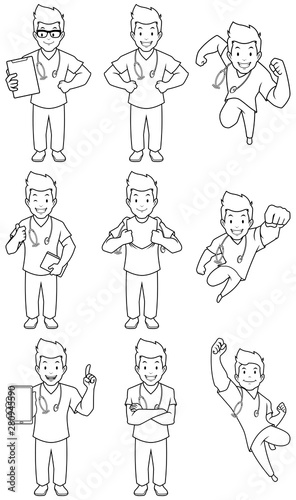 Nurse Male Line Art