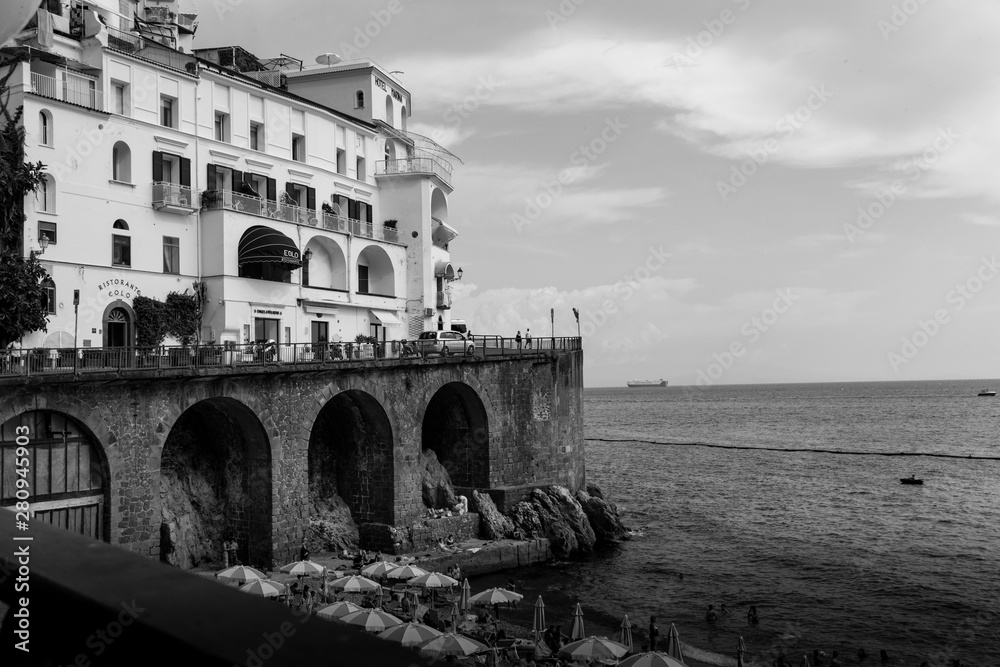 Amalfi Coast Black and White Evening