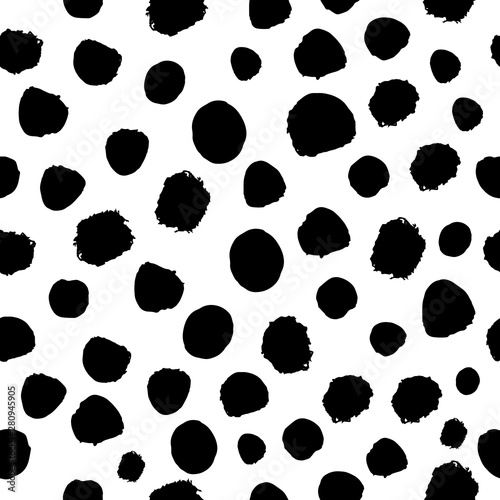 Polka dot seamless pattern. Textile paintbrush design. Grunge spot wallpaper