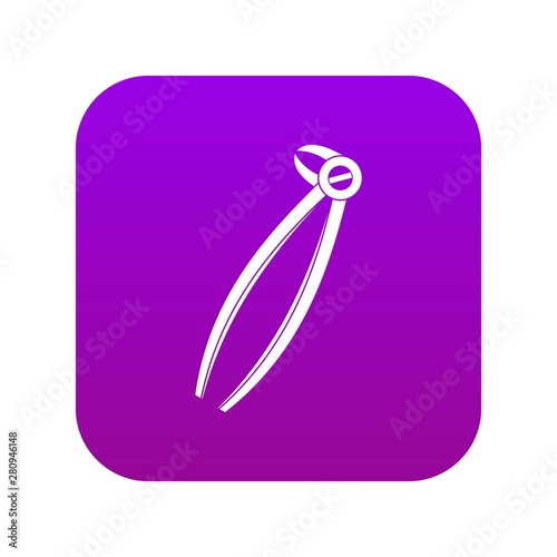 Tooth dentist forceps icon digital purple for any design isolated on white vector illustration