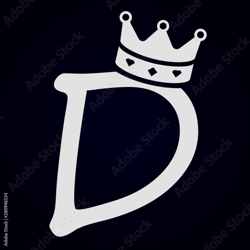 Caligrafía de la letra D con corona en la parte superior