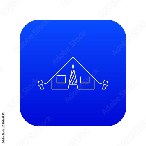 Tent icon blue vector isolated on white background