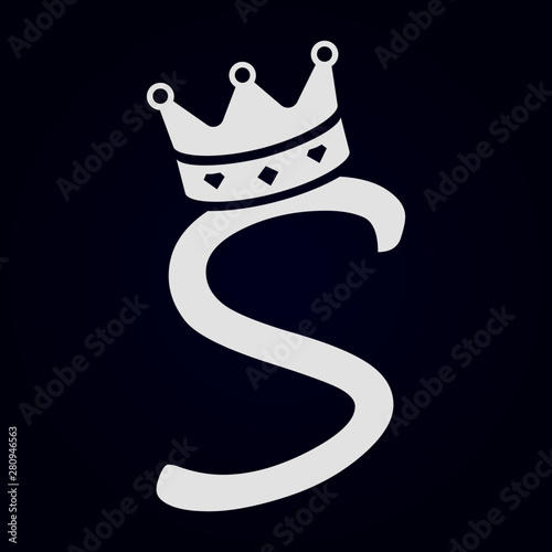 Caligrafía de la letra S con corona en la parte superior