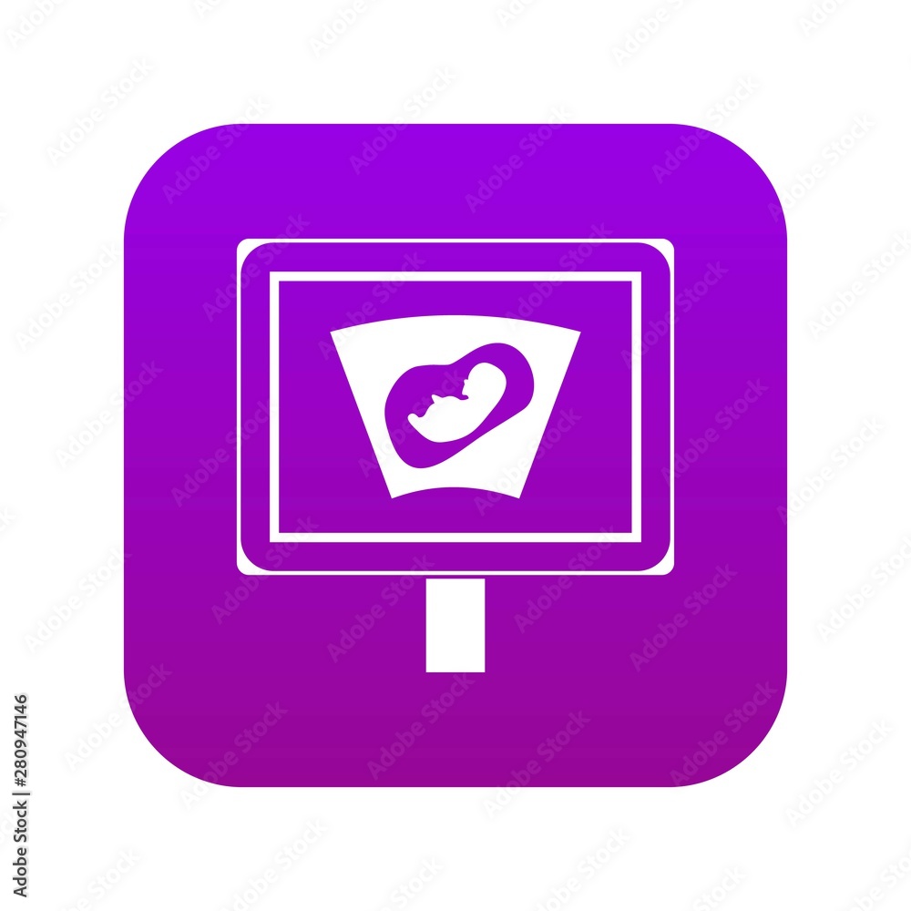 Ultrasound of baby in mother womb icon digital purple for any design isolated on white vector illustration Ultrasound of baby in mother womb icon digital purple for any design isolated on white vector illustration