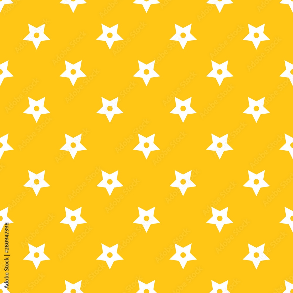 Seamless yellow and white perforated stars pattern vector