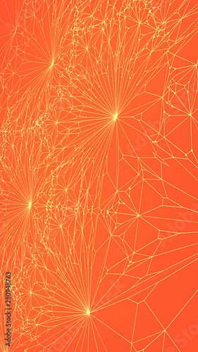 Abstract modern orange colored wire background. Graphic art design. 3d rendering