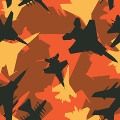 Fototapete Militärmuster Schwarz Orange Kampfjets Camouflage Muster  © picksell
