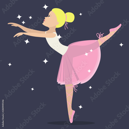 Ballerina flat style cartoon illustration