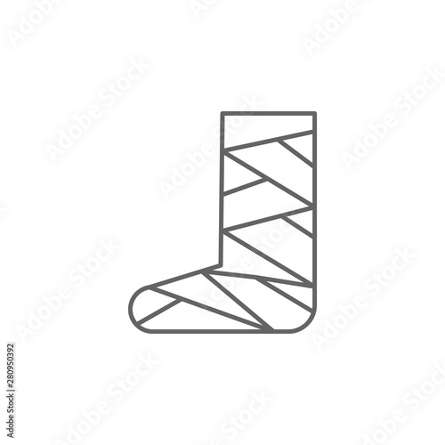 Broken leg, gypsum icon. Element of medicine icon. Thin line icon