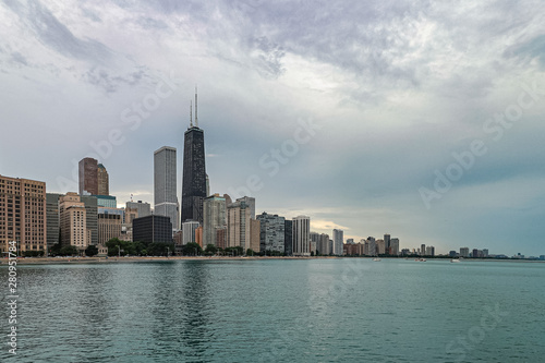 Chicago view. boats  yachts  river  buildings. Traveling