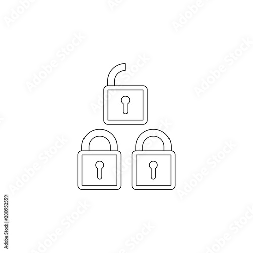 hacked locks icon. Element of virus antivirus for mobile concept and web apps icon. Outline, thin line icon for website design and development, app development