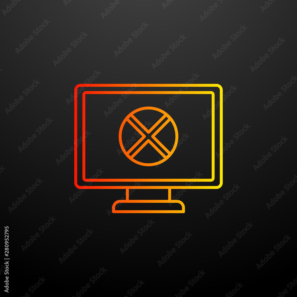 Cross on the monitor line nolan icon. Elements of virus antivirus set. Simple icon for websites, web design, mobile app, info graphics Cross on the monitor line nolan icon. Elements of virus antivirus set. Simple icon for websites, web design, mobile app, info graphics