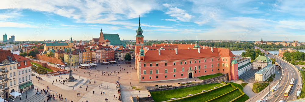 Aerial view of old town in Warsaw, Poland - obrazy, fototapety, plakaty 