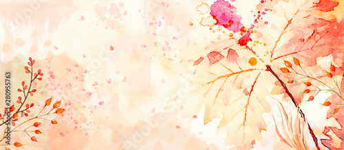 Autumn watercolor background. Design element