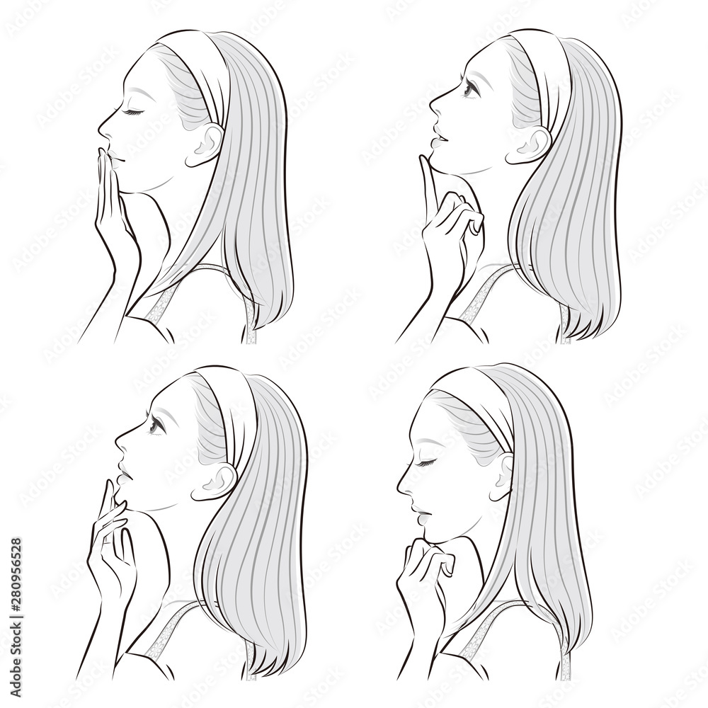 女性の横顔の表情イラスト