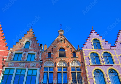 The historical city center and Market Square (Markt) in Bruges (Brugge), Belgium.