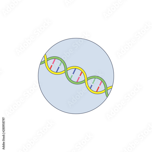 Biotechnology, DNA in badge icon. Element of biotechnology color icon