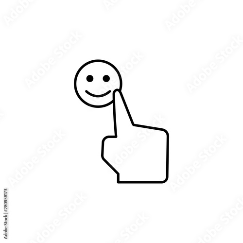 Smile, finger, touch, experience icon. Element of corruption icon. Thin line icon on white background