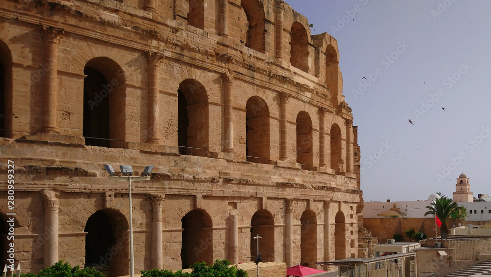 Ruins of Roman Amphitheater in El-Jem, Tunisia (UNESCO World Heritage)