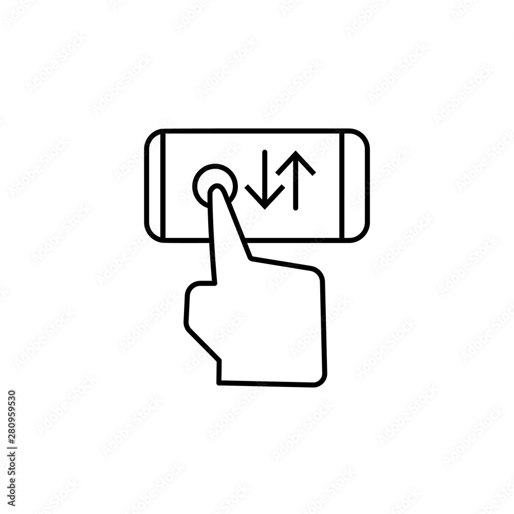 Smartphone, disturb, move, finger icon. Element of corruption icon. Thin line icon on white background Smartphone, disturb, move, finger icon. Element of corruption icon. Thin line icon on white background