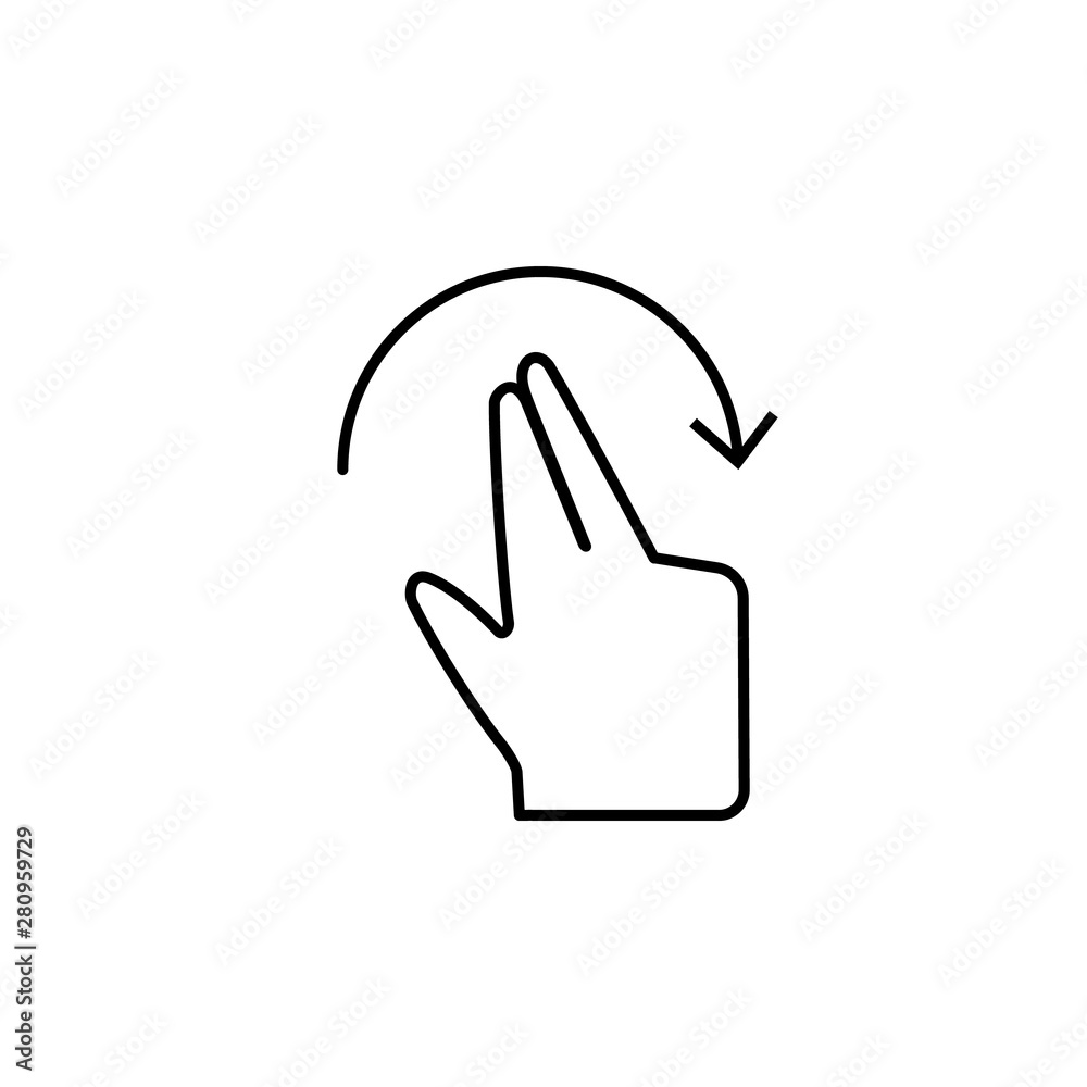 Hand gesture, touch screen icon. Element of corruption icon. Thin line icon on white background Hand gesture, touch screen icon. Element of corruption icon. Thin line icon on white background