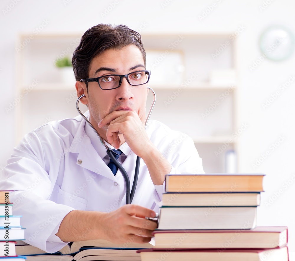 Medical student preparing for university exams