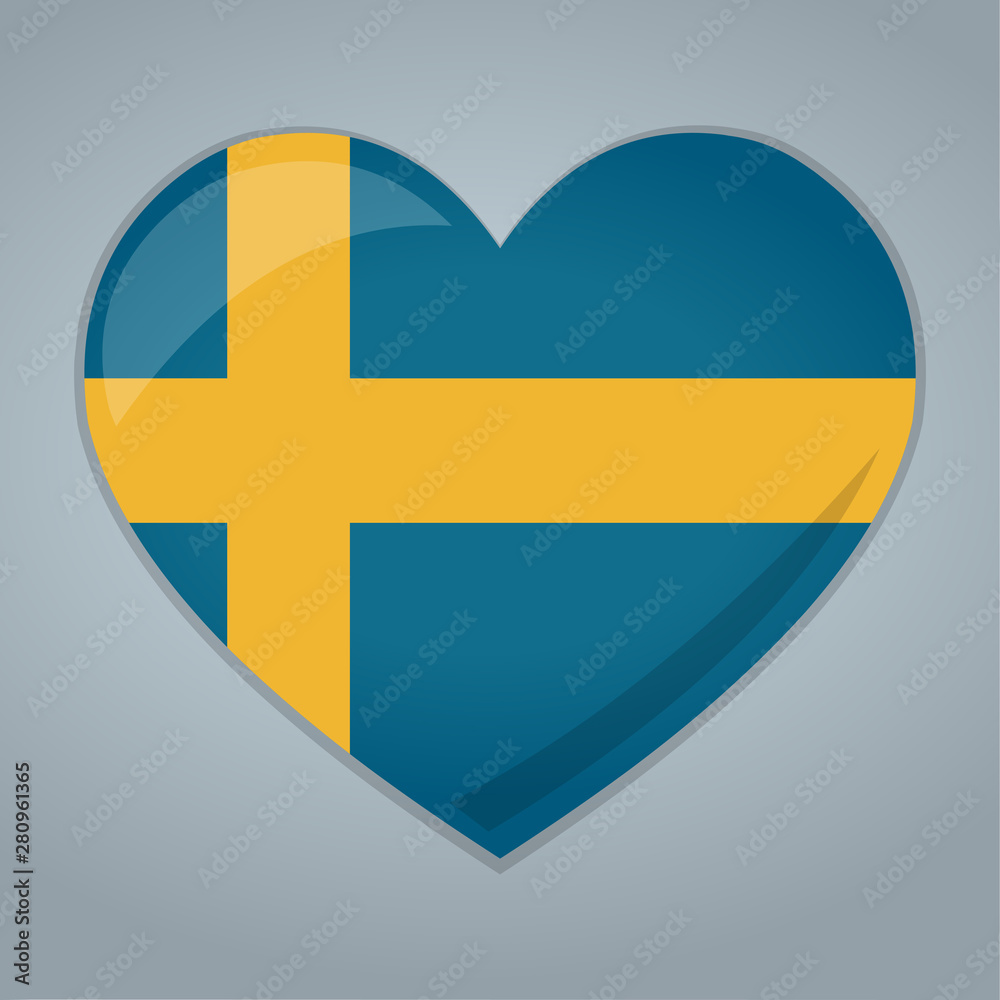 heart with sweden flag isolated vector symbol illustration heart with sweden flag isolated vector symbol illustration