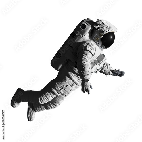 Valokuvatapetti astronaut performing a space walk, isolated on white background