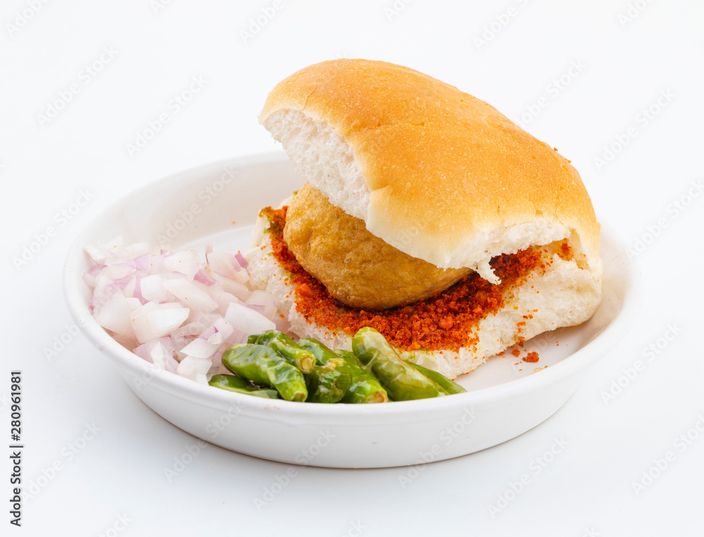 Indian Famous Street Food Vada Pav Also Know as Vada Paav, Wada Pav or
