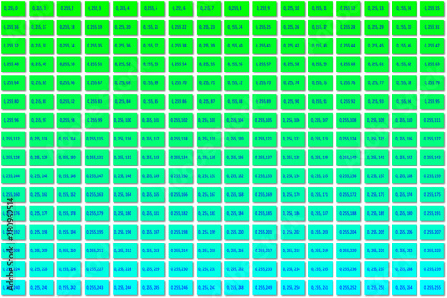 RGB Colour Picker: Green to Cyan [Includes instruction on how to add these swatches to another Illustrator document]