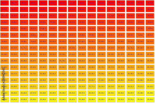RGB Colour Picker: Red to Yellow [Includes instruction on how to add these swatches to another Illustrator document]