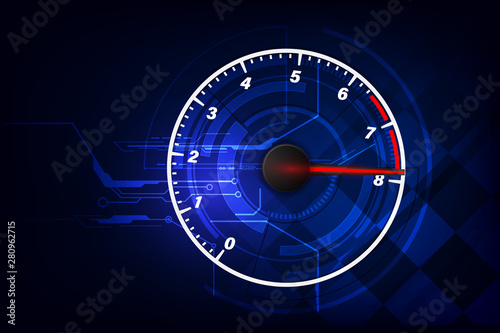 Speed motion background with fast speedometer car. Racing velocity background.