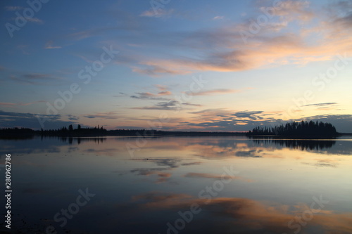 Fototapeta Naklejka Na Ścianę i Meble -  Calm Sunset, Elk Island National Park, Alberta