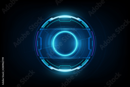 Futuristic Sci-Fi HUD Circle Element. Abstract Hologram Design Background. Virtual Reality. vector eps10