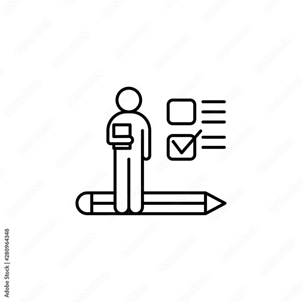 Daily tasks, man, pen icon. Element of concentration line icon Daily tasks, man, pen icon. Element of concentration line icon