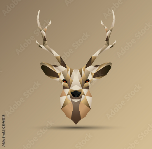 Polygonal low poly deer design