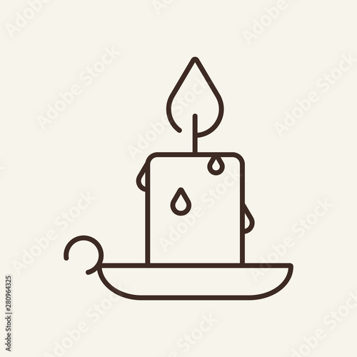 Burning candle vector line icon. Light, Halloween, attribute. Vector illustration can be used for topics like holiday, Halloween, decoration