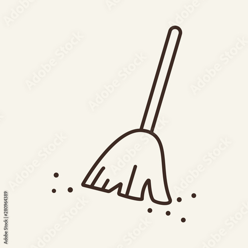 Broom vector line icon. Cleaning, Halloween, attribute. Vector illustration can be used for topics like holiday, Halloween, house keeping.
