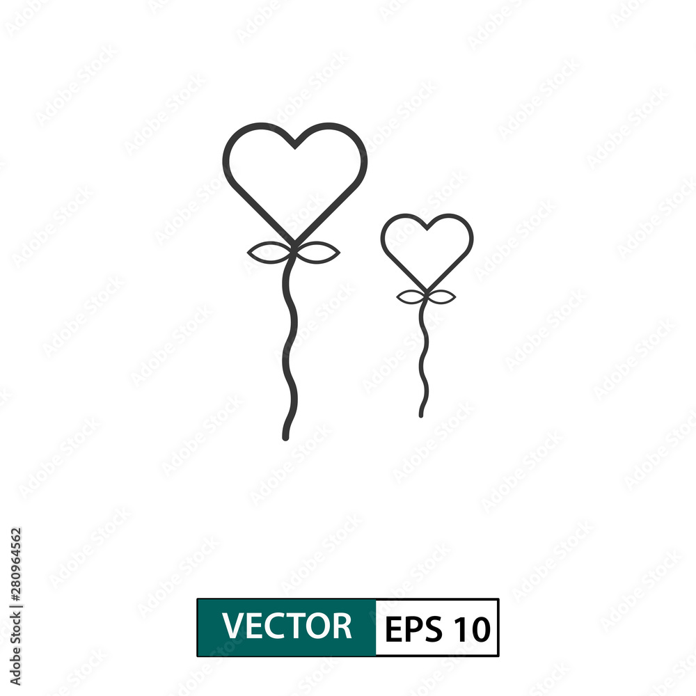 Love balloon icon. Outline style. Isolated on white background. Vector illustration EPS 10