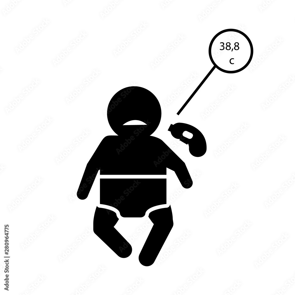 Baby, high temperature, ill icon. Element of baby icon Baby, high temperature, ill icon. Element of baby icon