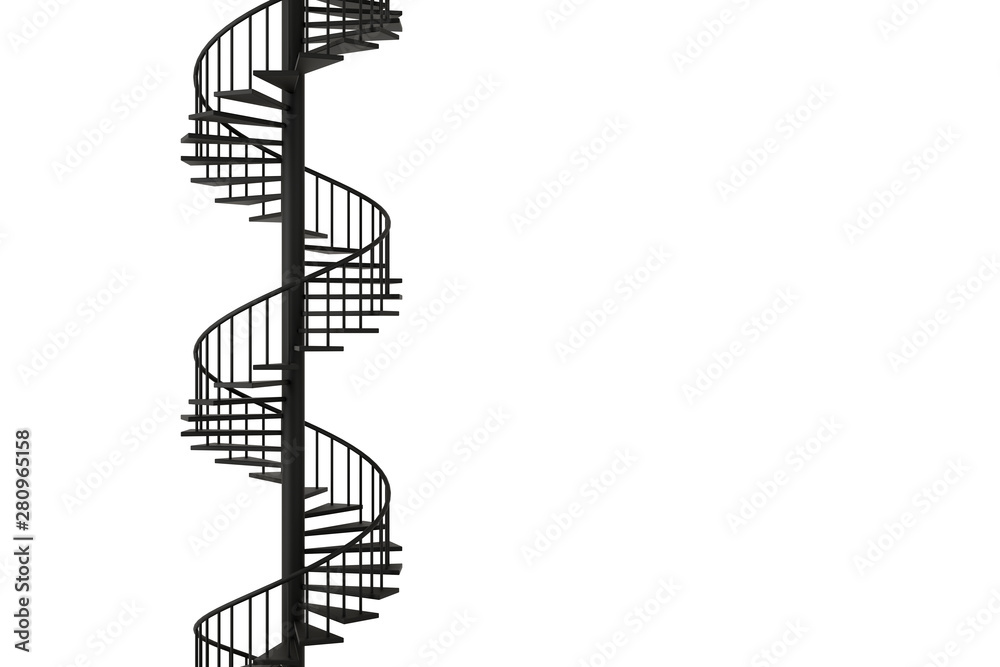 Spiral staircase with minimal concepts, 3D rendering. - obrazy, fototapety, plakaty 