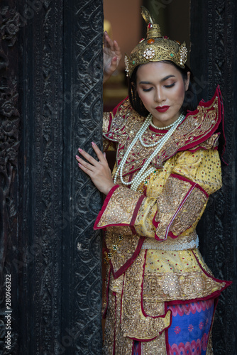 portrait women in myanmar traditional costumes