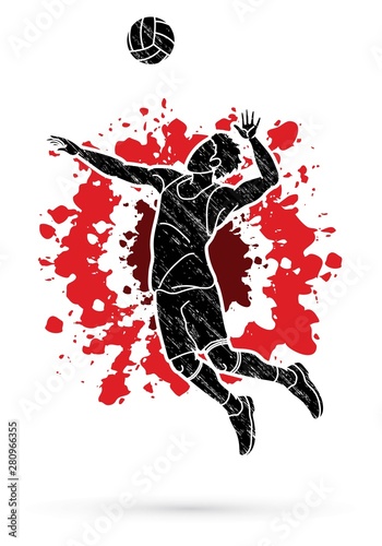 Man volleyball player action cartoon graphic vector