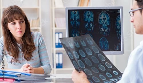 Young woman visiting radiologist for x-ray exam