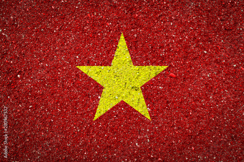 National flag of Vietnam on a stone background.The concept of national pride and symbol of the country.