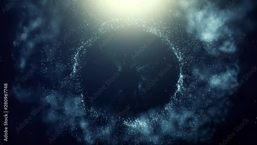 Glittering particles sparkle and drift along on a soft current.