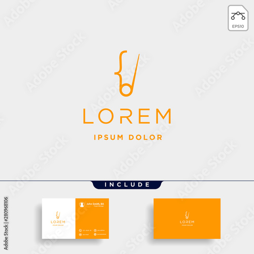 code needle logo template design pin coding vector