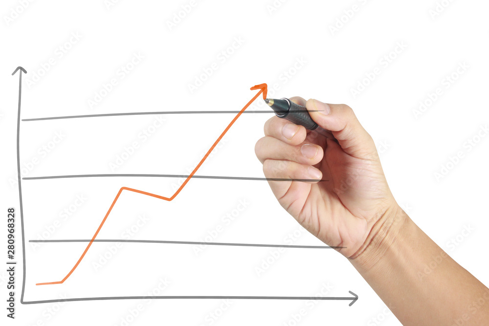Businessman drawing chart growing graph Businessman drawing chart growing graph