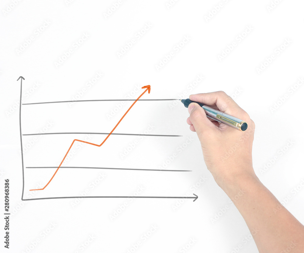 Businessman drawing chart growing graph Businessman drawing chart growing graph