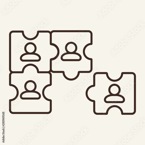 Team solution vector line icon. Collaborating, solving problems, thinking. Business concept. Vector illustration can be used for topics like teamwork, business, creativity.
